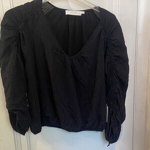 ASTR Black Ruched Sleeve Blouse